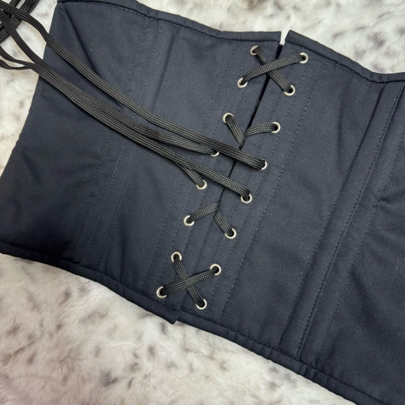 Snatched by A.D corset metal boning waist trainer cinch lace up tie back black - Picture 7 of 11